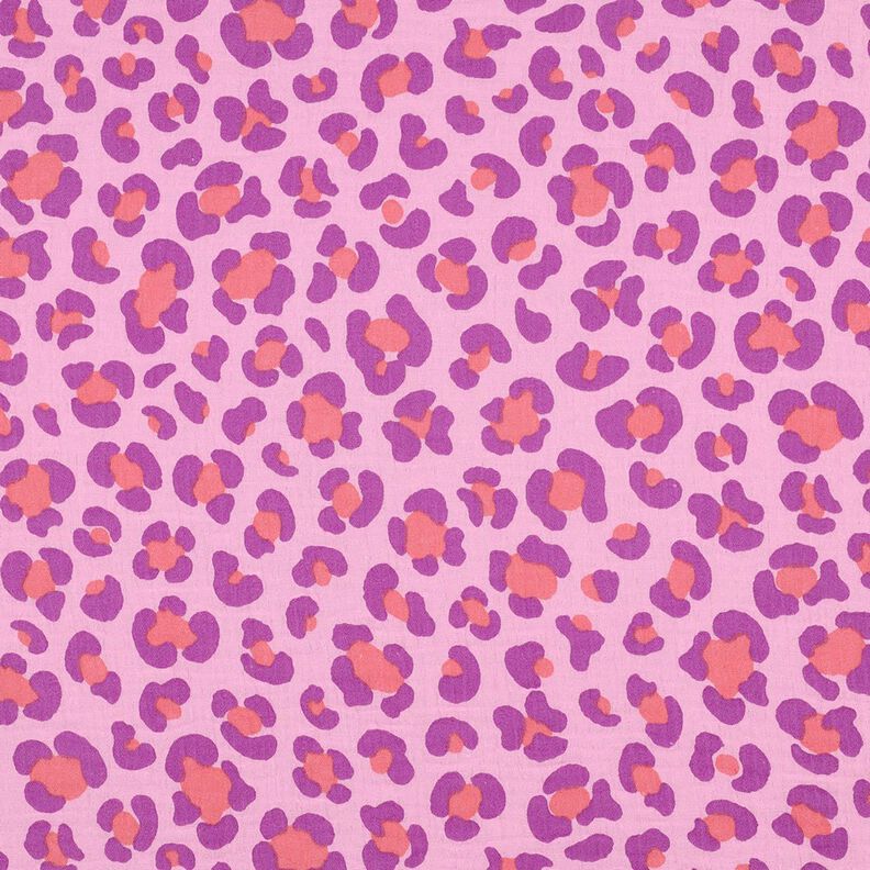 Musselin/ Doppel-Krinkel Gewebe bunter Leo Print | Poppy Fabrics – pastellviolett/rotlila, image number 1