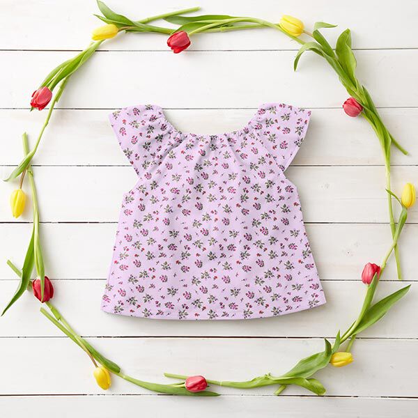 Baumwollpopeline süße Blümchen – rosa/rot