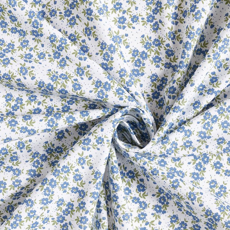 Baumwollpopeline Blümchenmeer – jeansblau/weiss, image number 3