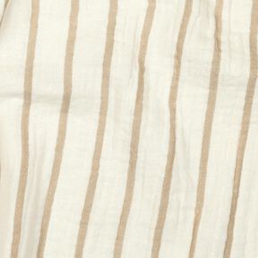 Musselin/ Doppel-Krinkel Gewebe garngefärbte Streifen  | Poppy Fabrics – mandel/wollweiss, 