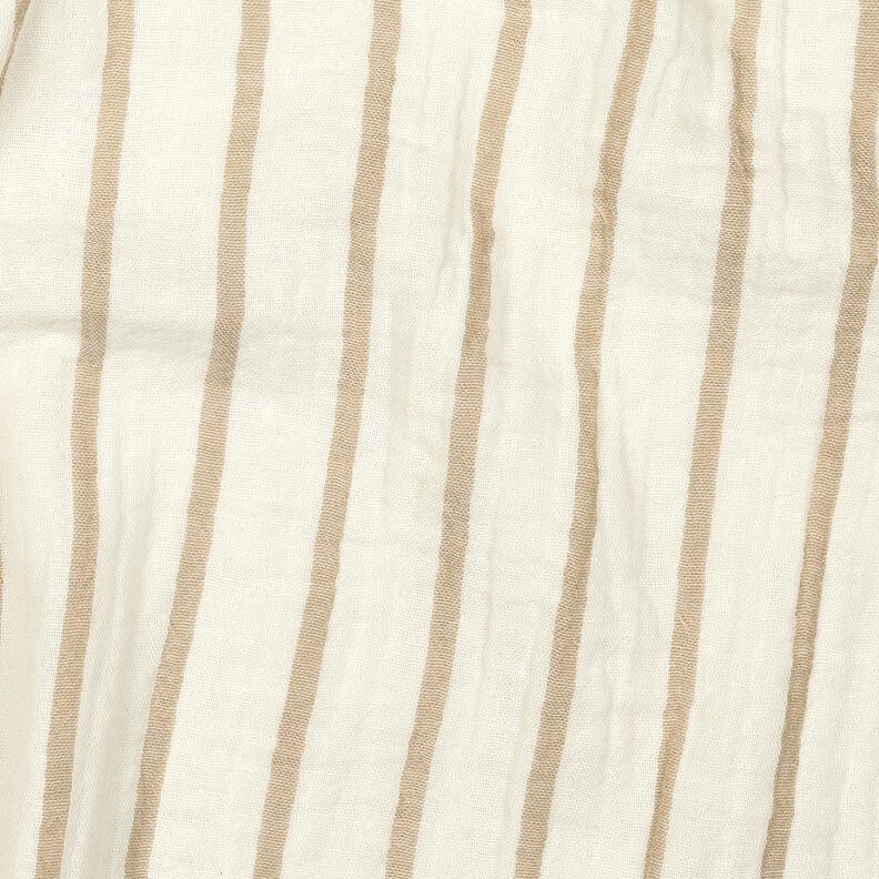 Musselin/ Doppel-Krinkel Gewebe garngefärbte Streifen  | Poppy Fabrics – mandel/wollweiss,  image number 2