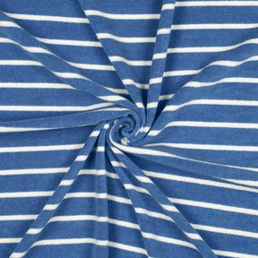 Frotteejersey Streifen – brilliantblau/elfenbein, 
