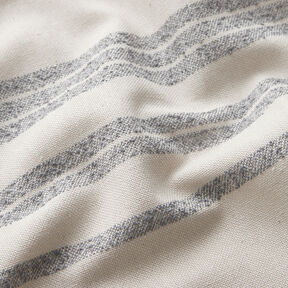 Dekostoff Halbpanama eingewebte Streifen – stahlblau/natur, 