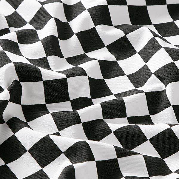 Baumwolljersey Schachbrett [18 mm] – schwarz/weiss | Reststück 100cm