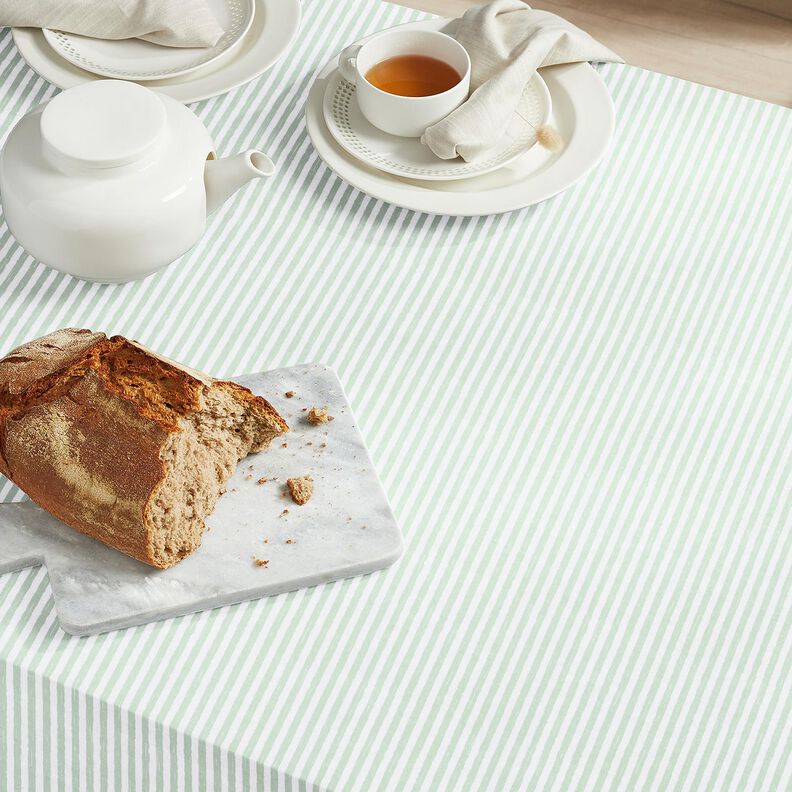 Baumwollstoff Cretonne legere Streifen – hellmint/weiss, image number 6