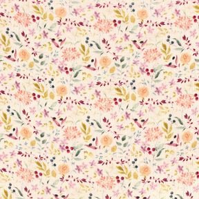 Musselin/ Doppel-Krinkel Gewebe Aquarell Blumenwiese Digitaldruck – creme,  Musselin/ Doppel-Krinkel Gewebe Aquarell Blumenwiese Digitaldruck – creme,