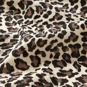 Musselin/ Doppel-Krinkel Gewebe Leoprint – hellbeige/schokolade, 
