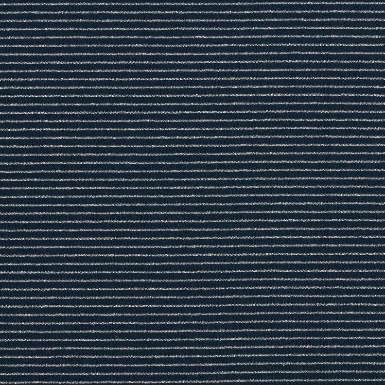Baumwolljersey Lurex-Streifen – nachtblau/silber, image number 1