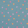 Baumwolljersey Neon Herzen | by Poppy – taubenblau/neonorange,  thumbnail number 1