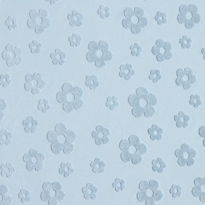 Frotteejersey Blumen – silberblau, image number 1