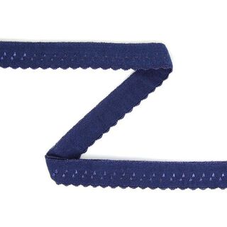 Elastisches Spitzen-Einfassband (Falzgummi) [12 mm] - marineblau, 