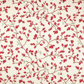 Dekostoff Gobelin Hagebutten – hellbeige/rot, 