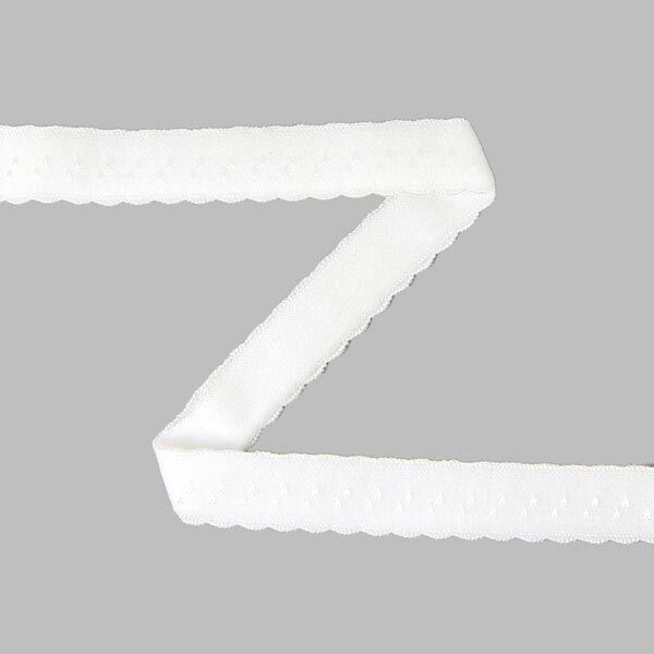 Elastisches Spitzen-Einfassband (Falzgummi) [12 mm] - weiss,  image number 1