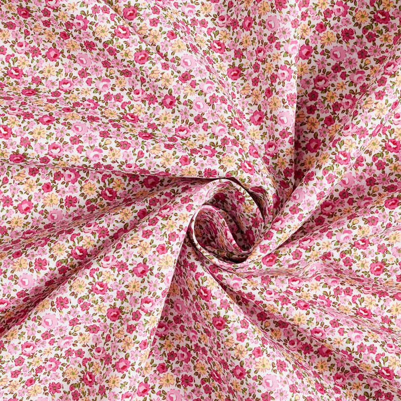 Baumwollpopeline Millefleurs – weiss/rosa,  image number 3