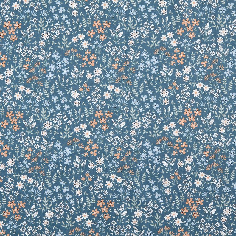 Beschichtete Baumwolle bunte Blumenwiese – helljeansblau/hellblau,  image number 1