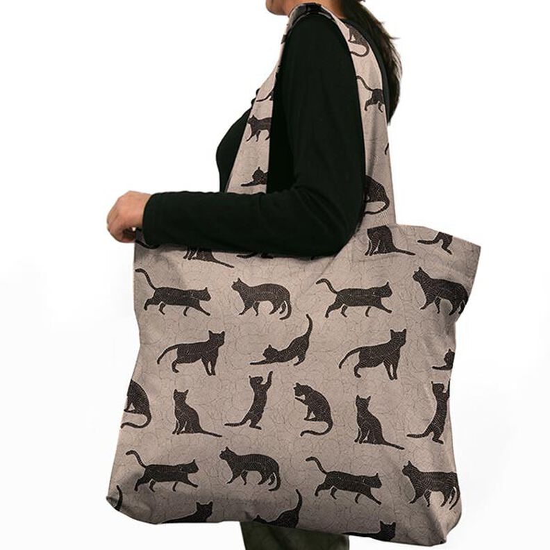 Dekostoff Halbpanama Katzen – schwarz,  image number 7