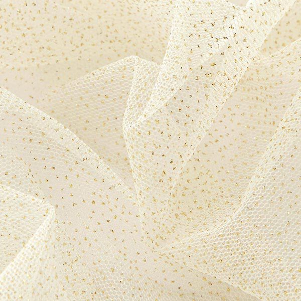 Glitzertüll Royal – wollweiss/gold