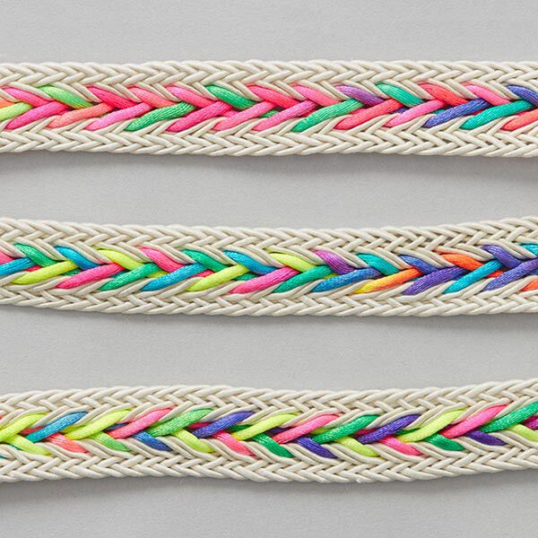 Dekoband mit Fischgät-Muster [ 20 mm ] – beige/neonpink,  image number 2