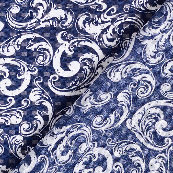 Georgette Ausbrennerkaro Jugendstilmuster – marineblau, image number 4