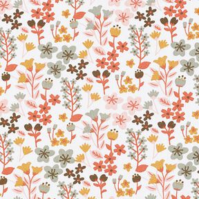 Baumwollstoff Cretonne filigrane Blumen – orange/weiss, 