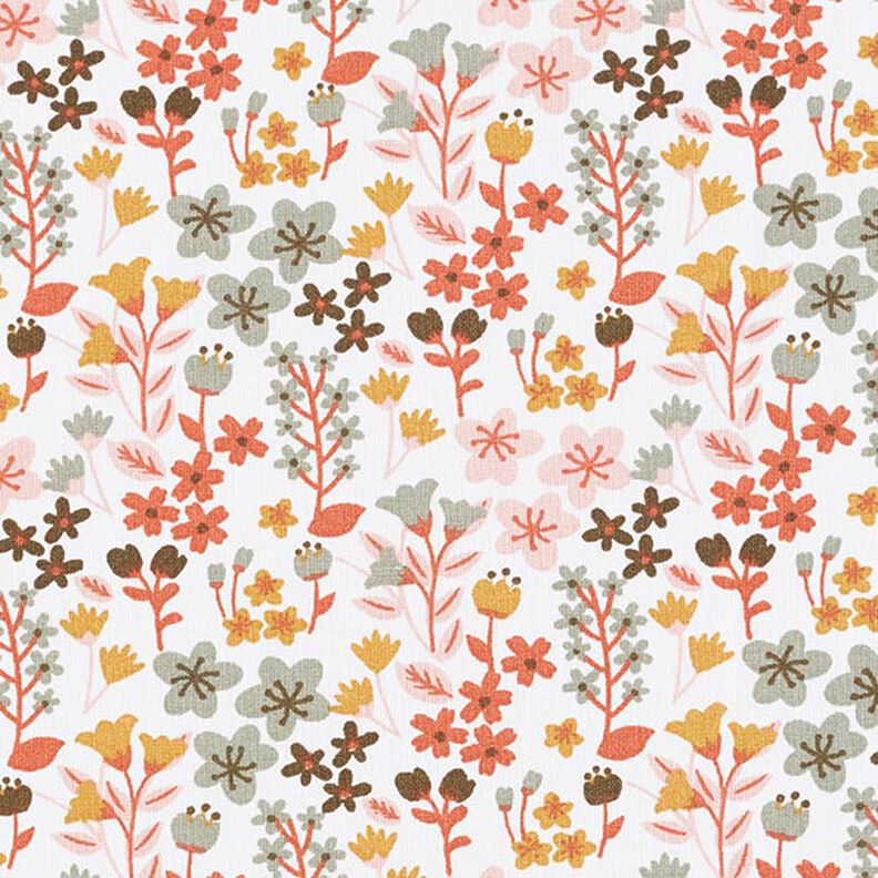 Baumwollstoff Cretonne filigrane Blumen – orange/weiss,  image number 1