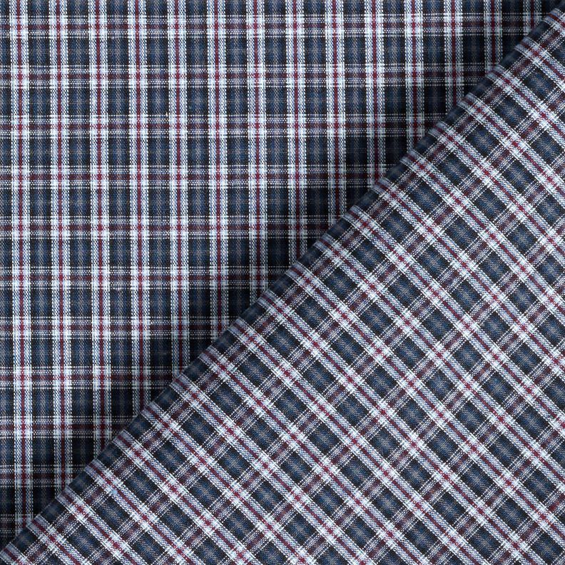Hemdenstoff Doppelkaro – marineblau/bordeauxrot,  image number 4