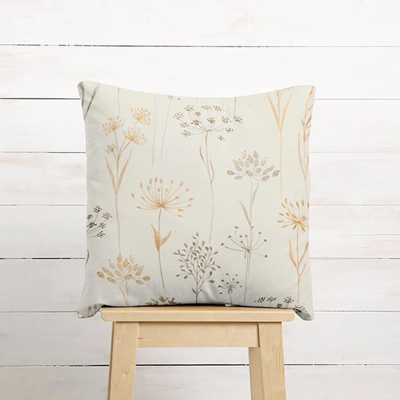 Dekostoff Halbpanama Trockenblumen – hellbeige, image number 7