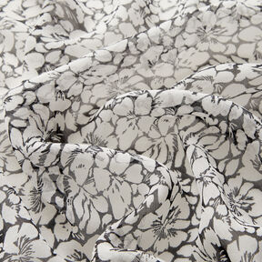 Crêpe Chiffon Blumenornamente – weiss/schwarz, 