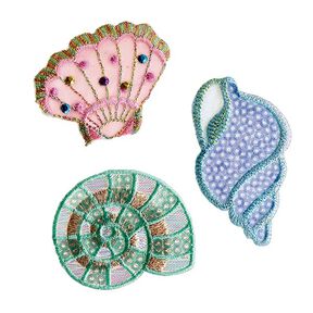 Applikation Muscheln [ 3 Stück ] | Prym – blau/rosa, 