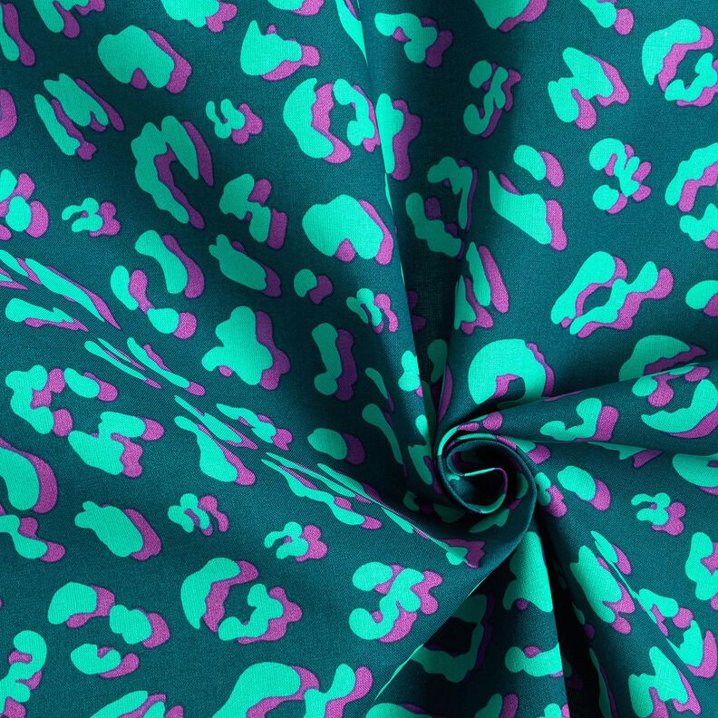Beschichtete Baumwolle abstraktes Leo | Poppy Fabrics – petrol/lila, image number 3