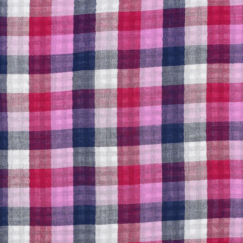Musselin/ Doppel-Krinkel Gewebe Karo Doubleface | Poppy Fabrics – lila/marineblau,  image number 1