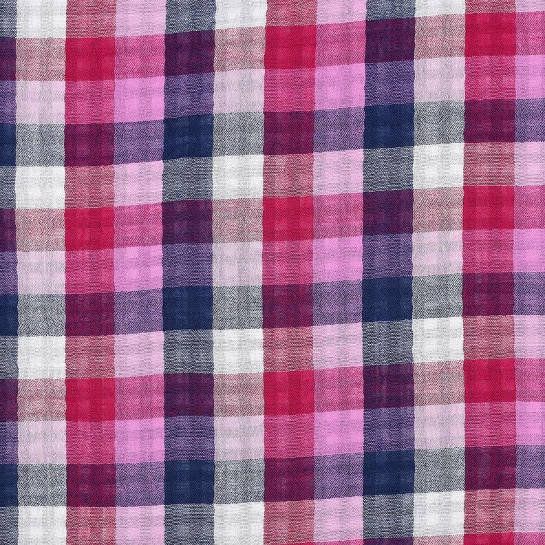 Musselin/ Doppel-Krinkel Gewebe Karo Doubleface | Poppy Fabrics – lila/marineblau, image number 1