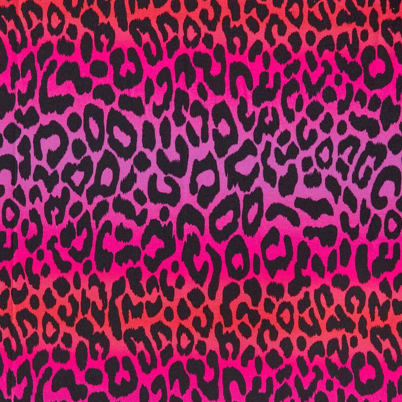 French Terry Sommersweat Farbverlauf Leopard Digitaldruck | by Poppy – purpur/feuerrot,  image number 1