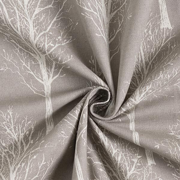 Dekostoff Halbpanama Baum-Silhouette – taupe/natur