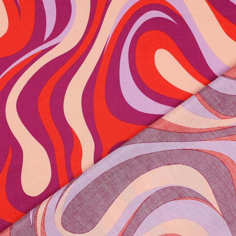 Baumwollsatin Retro-Wellen | Poppy Fabrics – purpur/orange,  image number 4