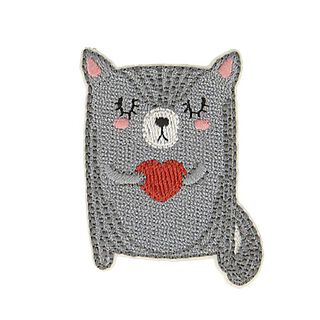 Applikation Katze [ 5 x 3,5 cm ] – grau, 