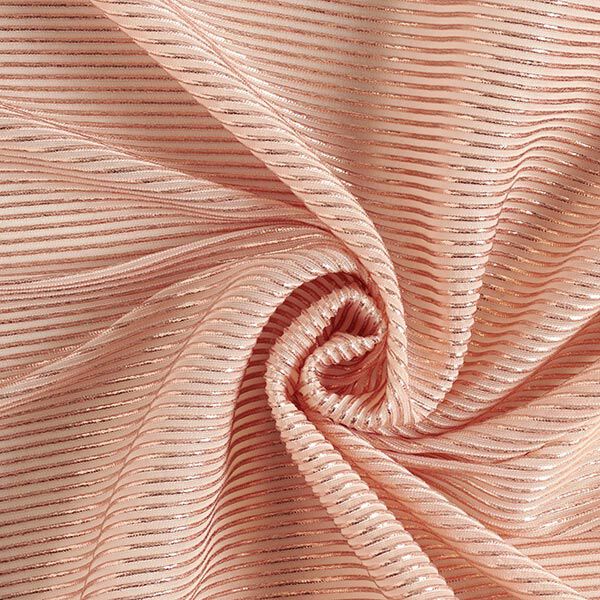 Organza Lurex Streifen – lachs/roségold | Reststück 100cm