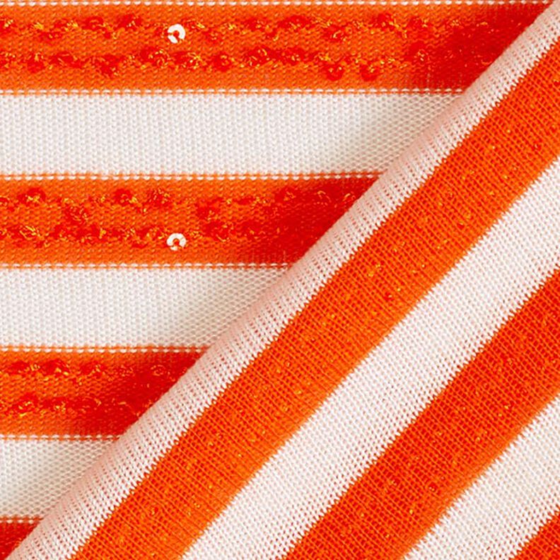Feinstrick Pailletten Streifen – orange/wollweiss,  image number 5
