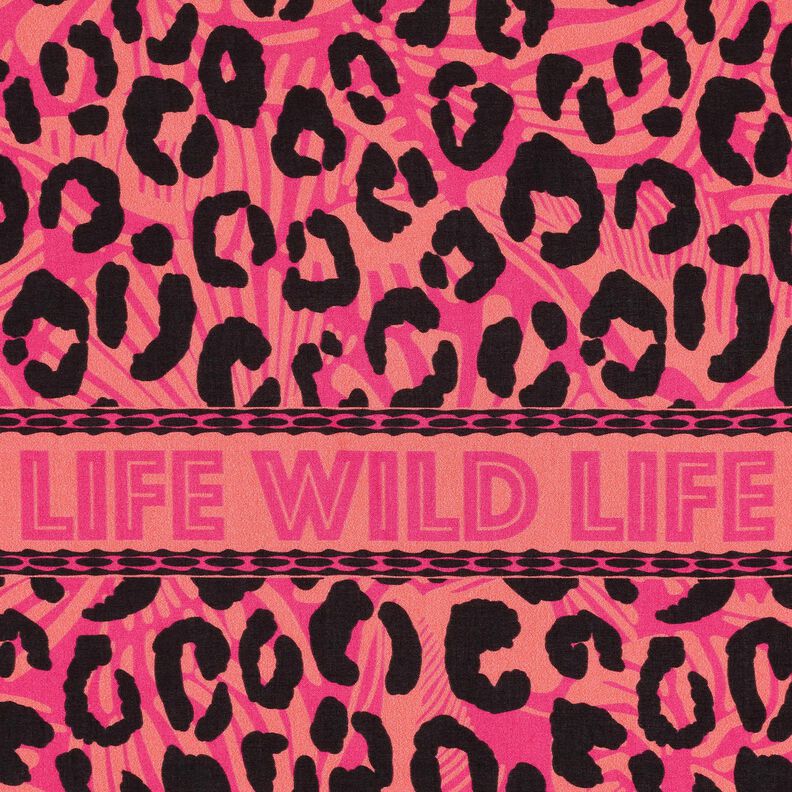 Viskose Voile Leo und Blumen Borderdesign Panel – pink/orange, image number 6
