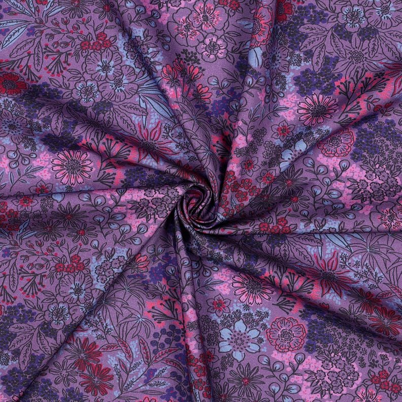 Baumwollpopeline Wildblumen | Poppy Fabrics – lavendel,  image number 4