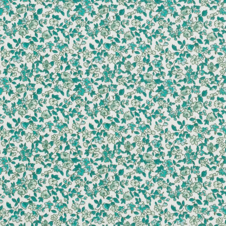 Baumwollstoff Cretonne zahlreiche Blümchen – petrol/weiss,  image number 1