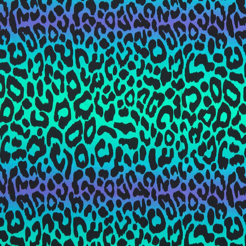 French Terry Sommersweat Farbverlauf Leopard Digitaldruck – blaulila/türkis,  image number 1