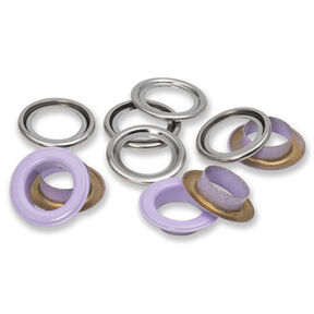 Ösen mit Scheiben [15 Stück | Ø 14 mm] | Prym – lila/silber metallic, 