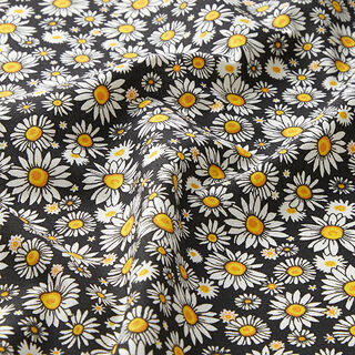 Baumwollstoff Cretonne verstreute Margeriten – schwarz/weiss, 