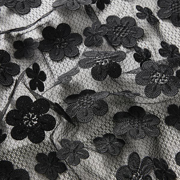 Softmesh 3D Blumenstickerei – schwarz, image number 3