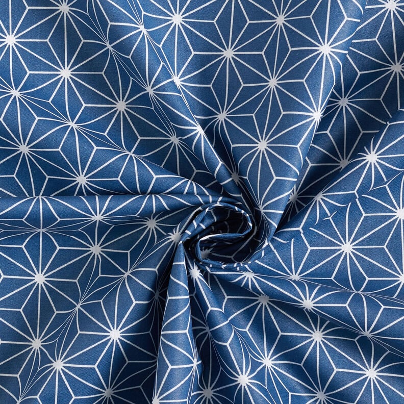 Beschichtete Baumwolle grafische Sterne – indigo/weiss,  image number 4