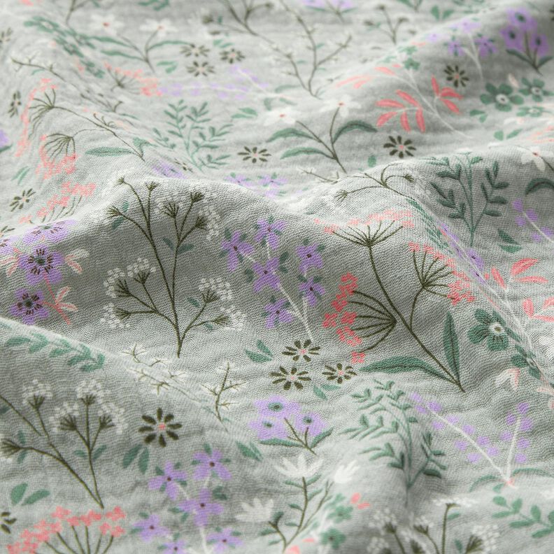 GOTS Musselin/ Doppel-Krinkel Gewebe Frühlingsblumenwiese | Poppy Fabrics – schilf,  image number 2