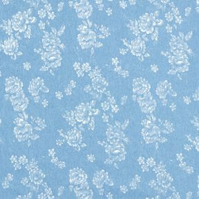 Chambray kleine Rosen – hellblau/wollweiss, 