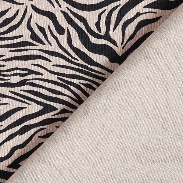 Baumwolljersey Zebra-Muster – beige/schwarz | Reststück 50cm