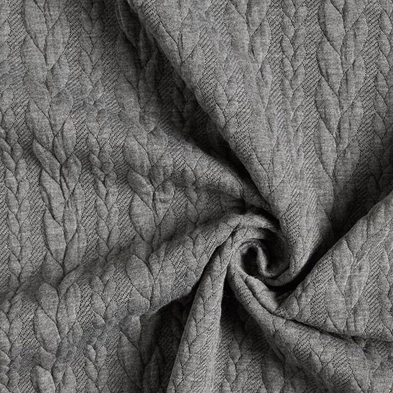 Jerseyjacquard Cloqué Zopfmuster – hellgrau,  image number 3